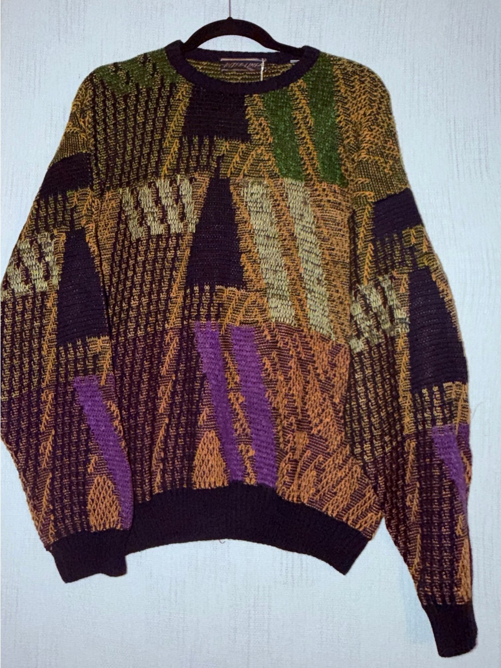 Vtg 80s Italian Abstract Oversized Grandpa Core Art Teacher Chic Sweater NWT - Picture 2 of 10